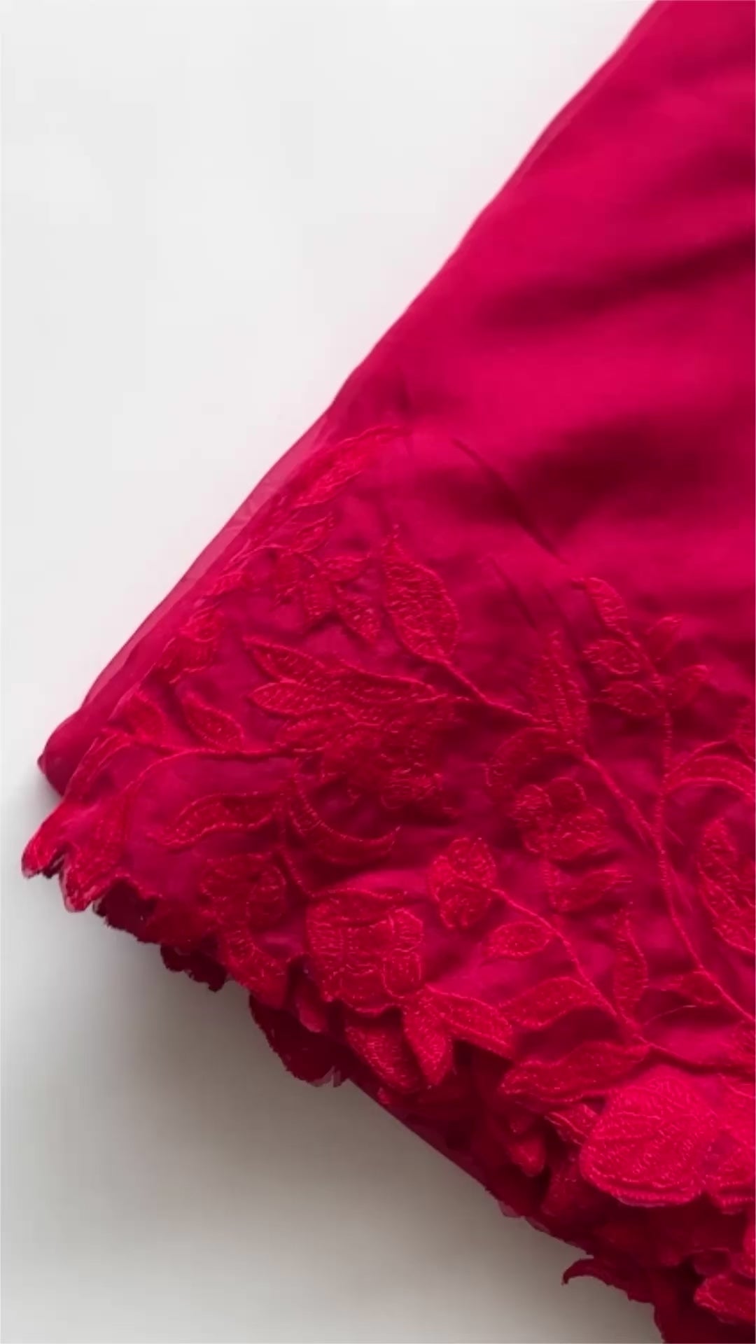 New Partywear Rani Color Organza Silk Embroidered n Cut Work Designer Saree With Blouse Piece