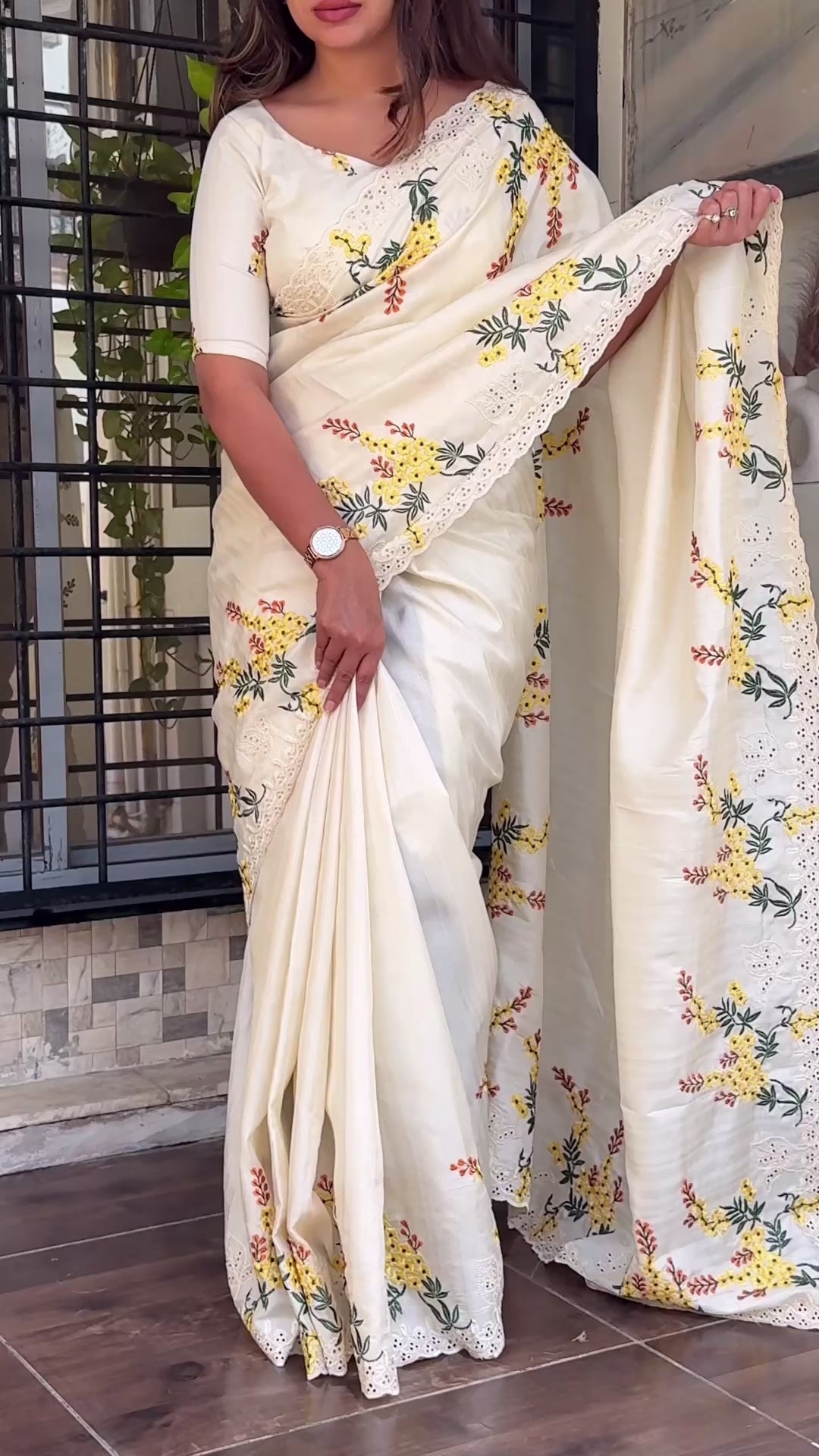 New Tussar Cotton Embroidery With Cut Work Festive Wear Fancy Designer Saree With Blouse