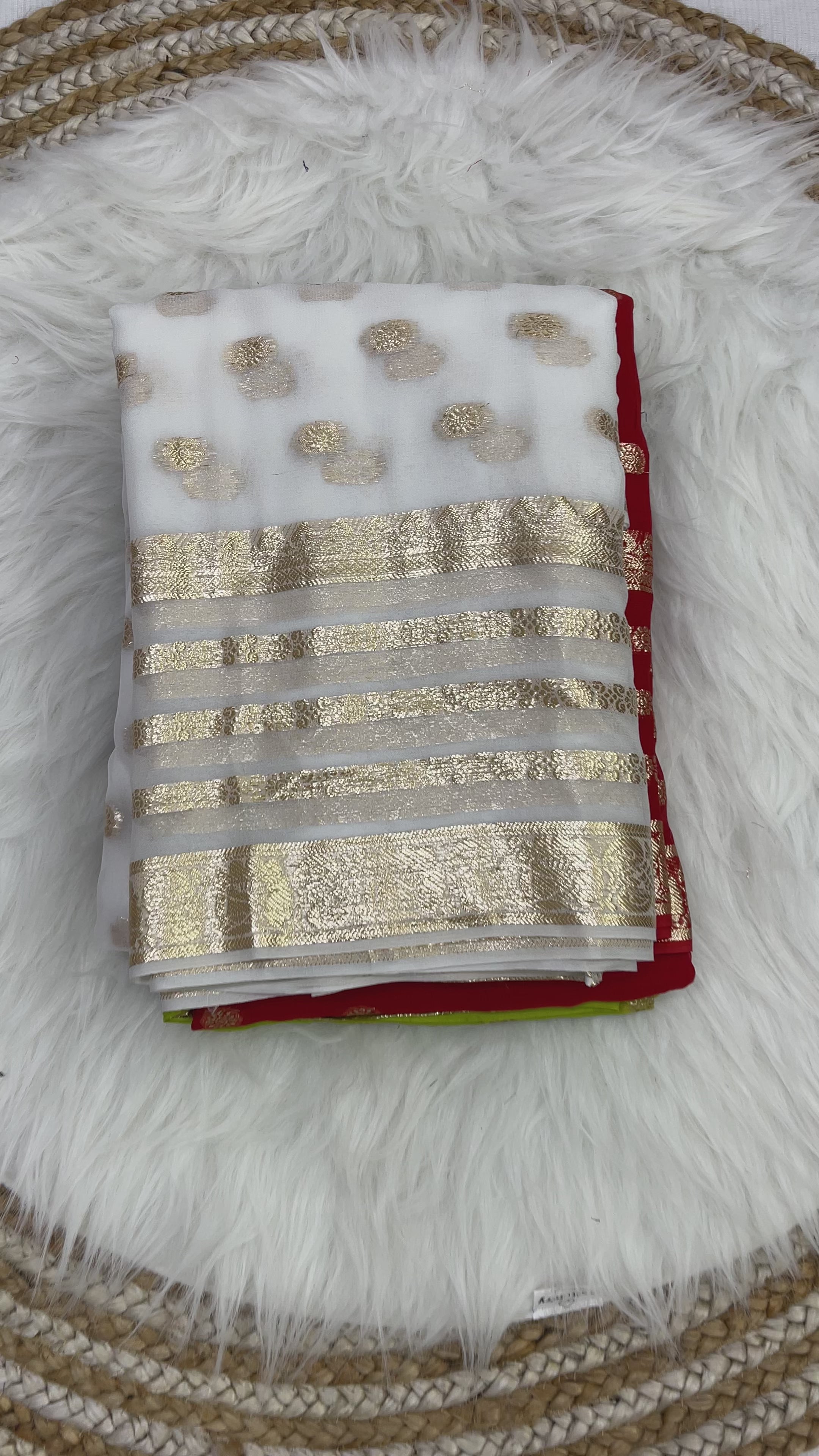 Latest Function wear Viscose Georgette Jacquard Weaving Work Fancy Designer Saree