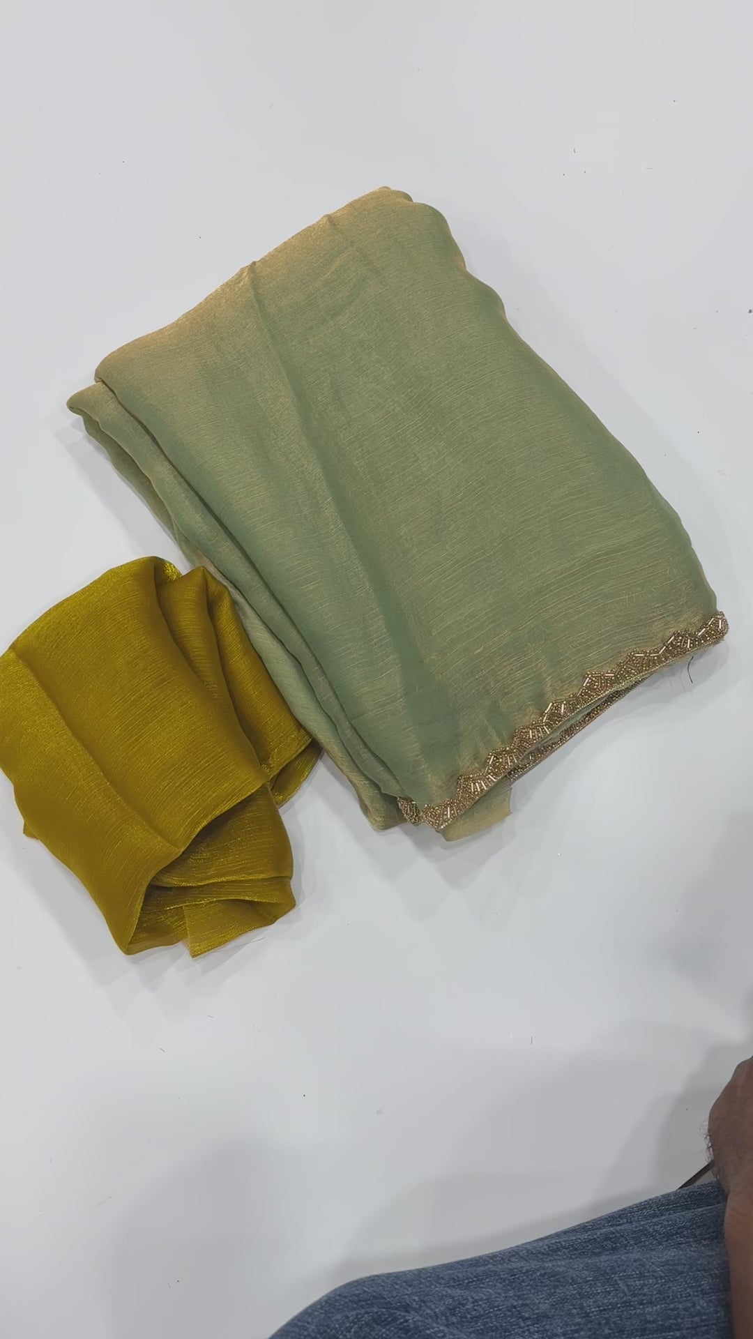 New Partywear Crush Silk Katdana Moti Lace Border Work Fancy Designer Saree With Blouse