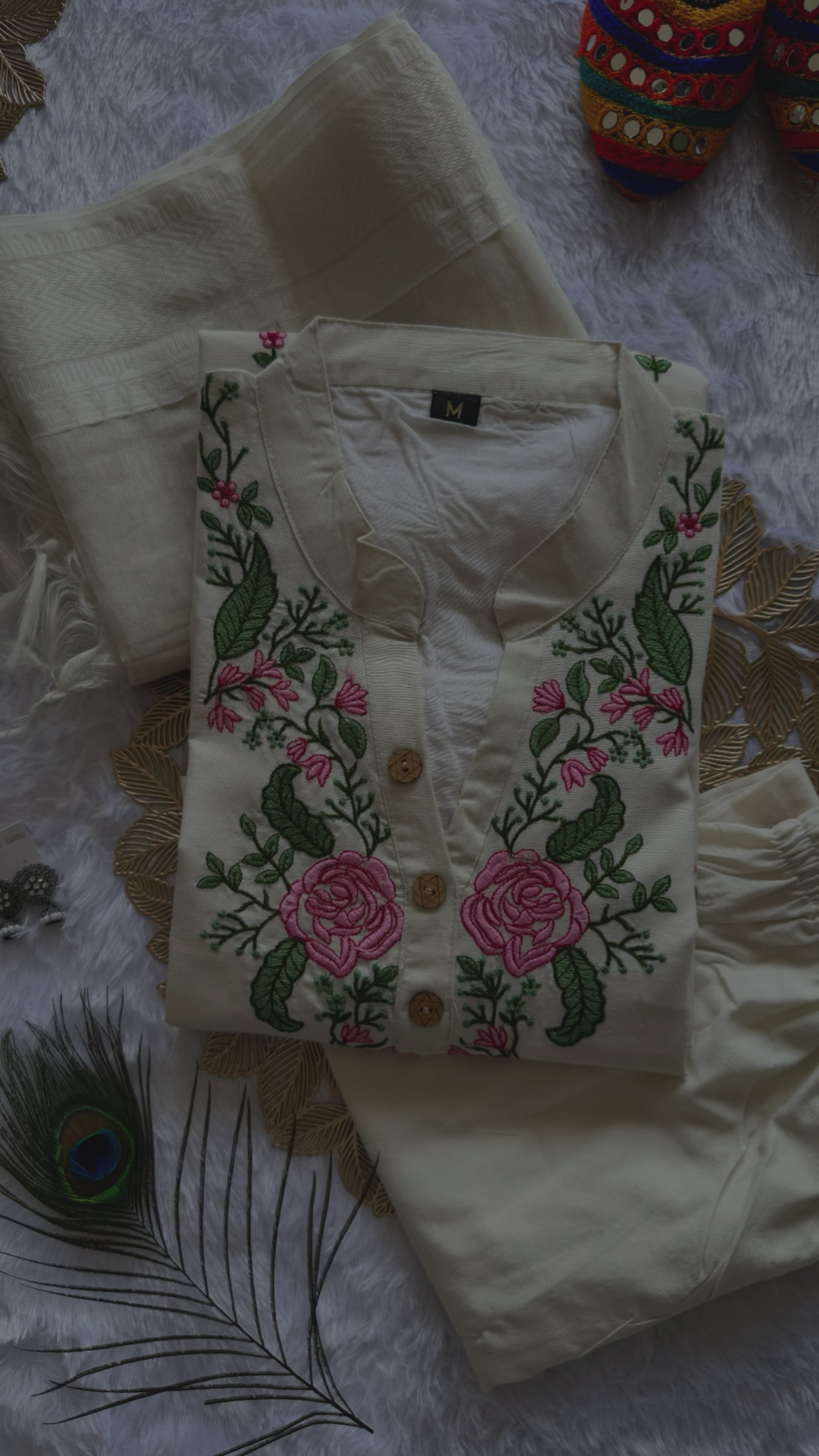 New Wedding Wear White Color Cotton Embroidery Work Designer Straight Kurta With Trouser n Dupatta Set