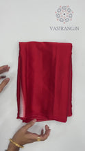 Load and play video in Gallery viewer, Latest Party Wear Red Colour Pure Satin with Ajrak printed Rich Pallu n Tussles Work Fancy Designer Saree
