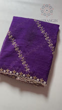 Load and play video in Gallery viewer, Latest Partywear Crunchy Chiffon Crush Silk Embroidery n Cut Work Fancy Designer Saree With Blouse
