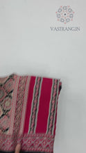 Load and play video in Gallery viewer, New Wedding Wear Red Color Pure Satin Silk Ajrak Printed Rich Pallu n Tussles Work Fancy Designer Saree
