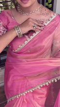Load and play video in Gallery viewer, New Soft Organza Silk Festive Wear Heavy Pearl n Hand Work Fancy Designer Saree With Blouse
