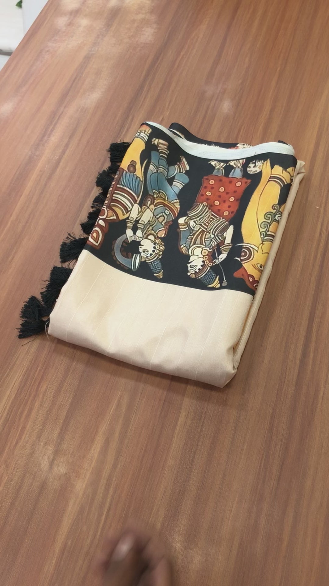 New Festive wear Handloom Tussar Silk Kalamkari Print With Tussle Work Fancy Designer Saree With Blouse