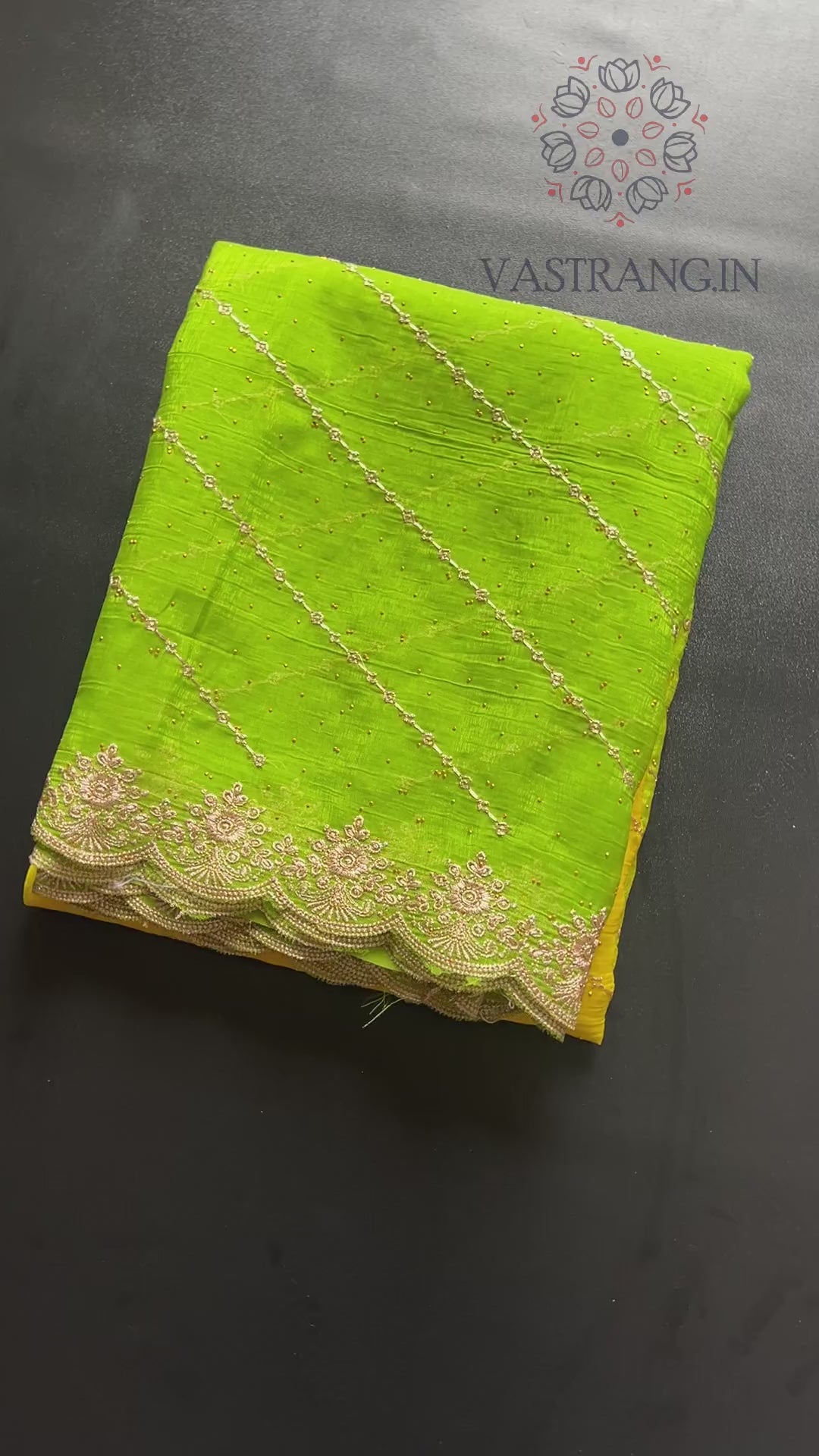 Charming Double Shaded Crunchy Chiffon Crush Silk Embroidery N Siroshki Work Partywear Fancy Designer Saree For Wedding