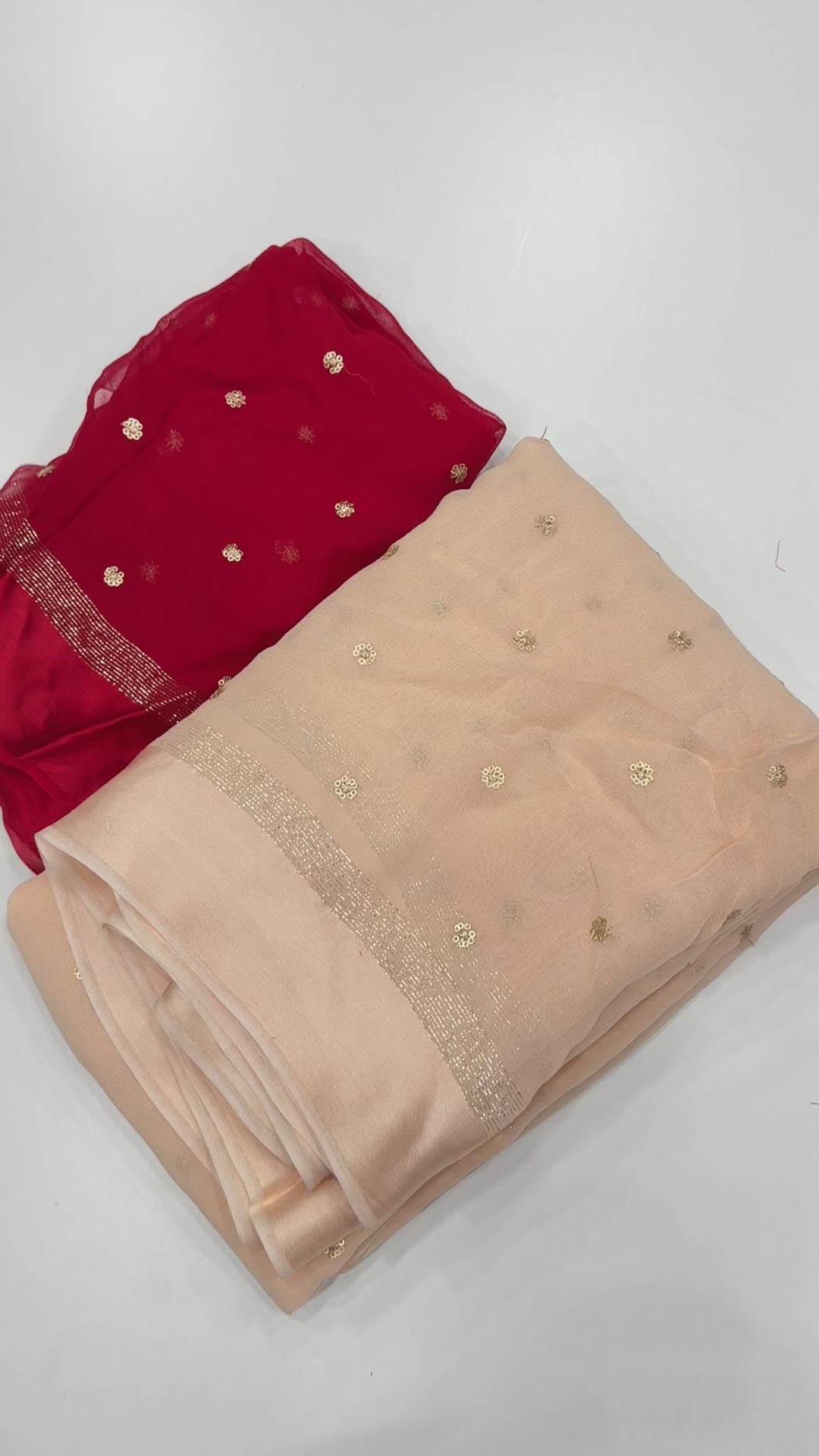 Latest Festive Wear Beige Color Georgette Satin Patta With Sequence Butti Work Fancy Designer Saree