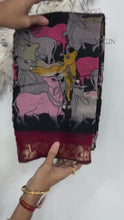Load and play video in Gallery viewer, New Wedding Wear Pure Mangalkari Viscouse Silk Print n Weaving Work Fancy Designer Saree
