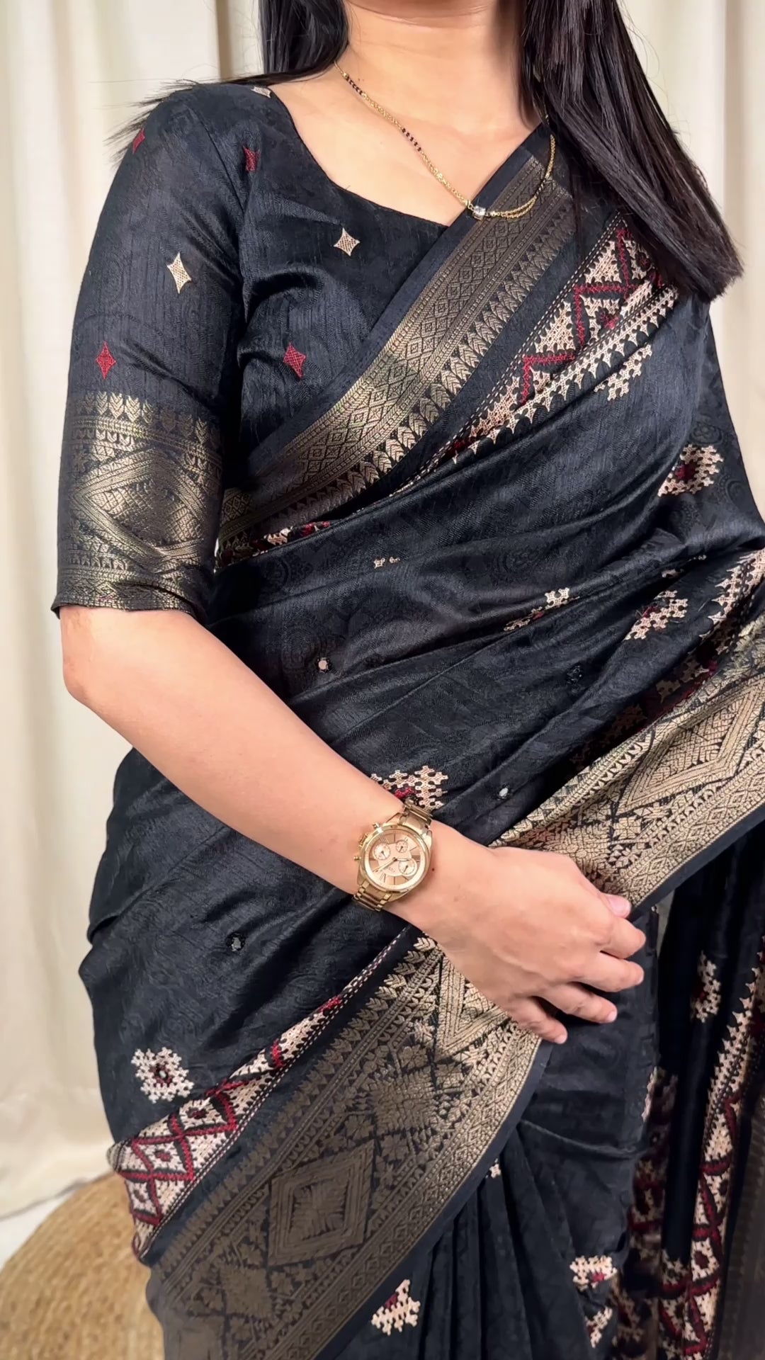 Wedding wear Muslin Cotton Jacquard With Mirror n Tussles Work Fancy Designer Saree