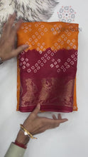 Load and play video in Gallery viewer, New Wedding Wear Pure Dola Crush Silk Jacquard Weaving n Print Work Fancy Designer Saree

