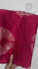 Load and play video in Gallery viewer, New Wedding Wear Pure Satin Silk Ajrak Printed Rich Pallu n Tussles Work Fancy Designer Saree
