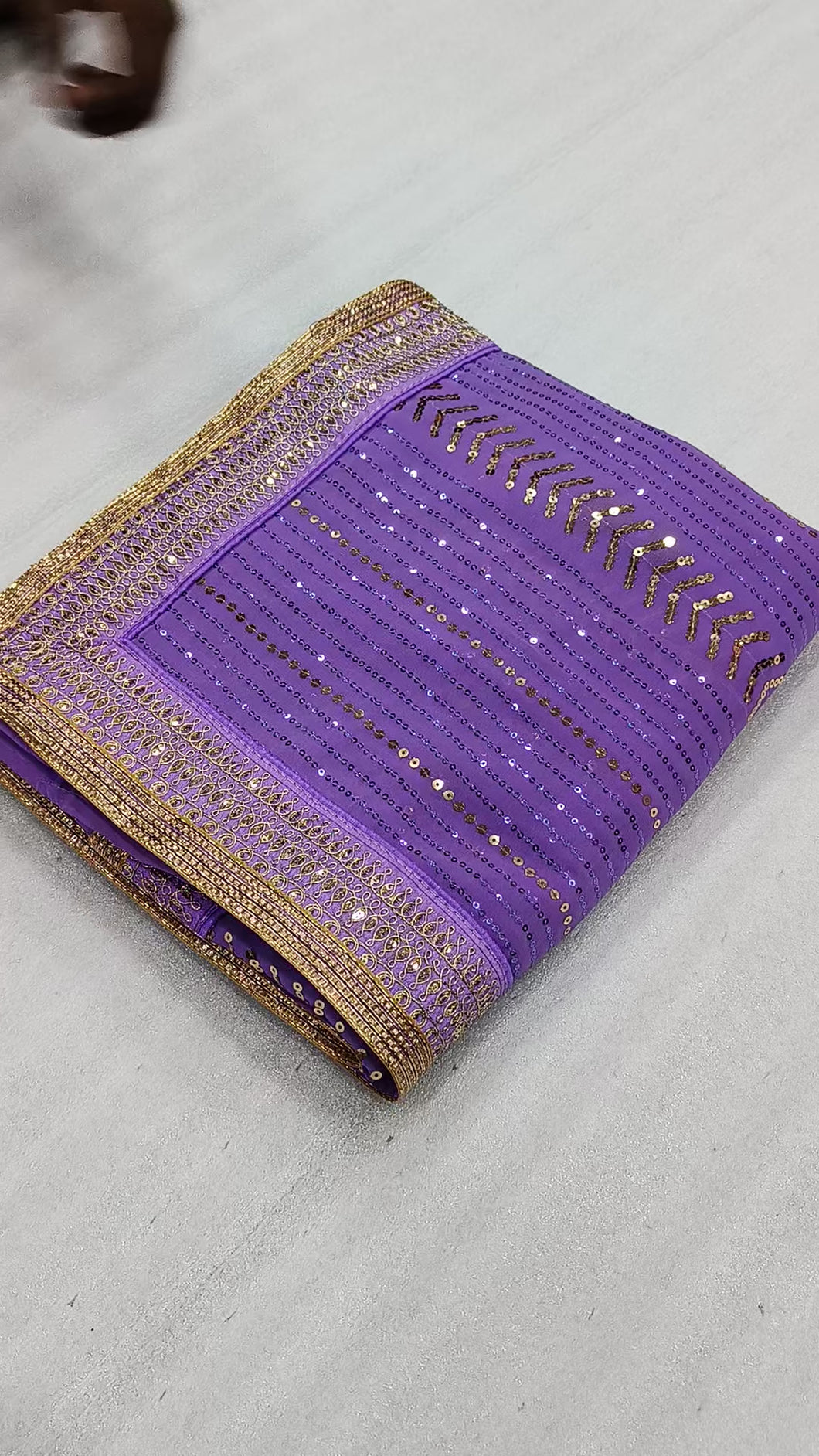 Partywear Purple Color Georgette Heavy Sequence Work Bollywood Style Fancy Designer Saree