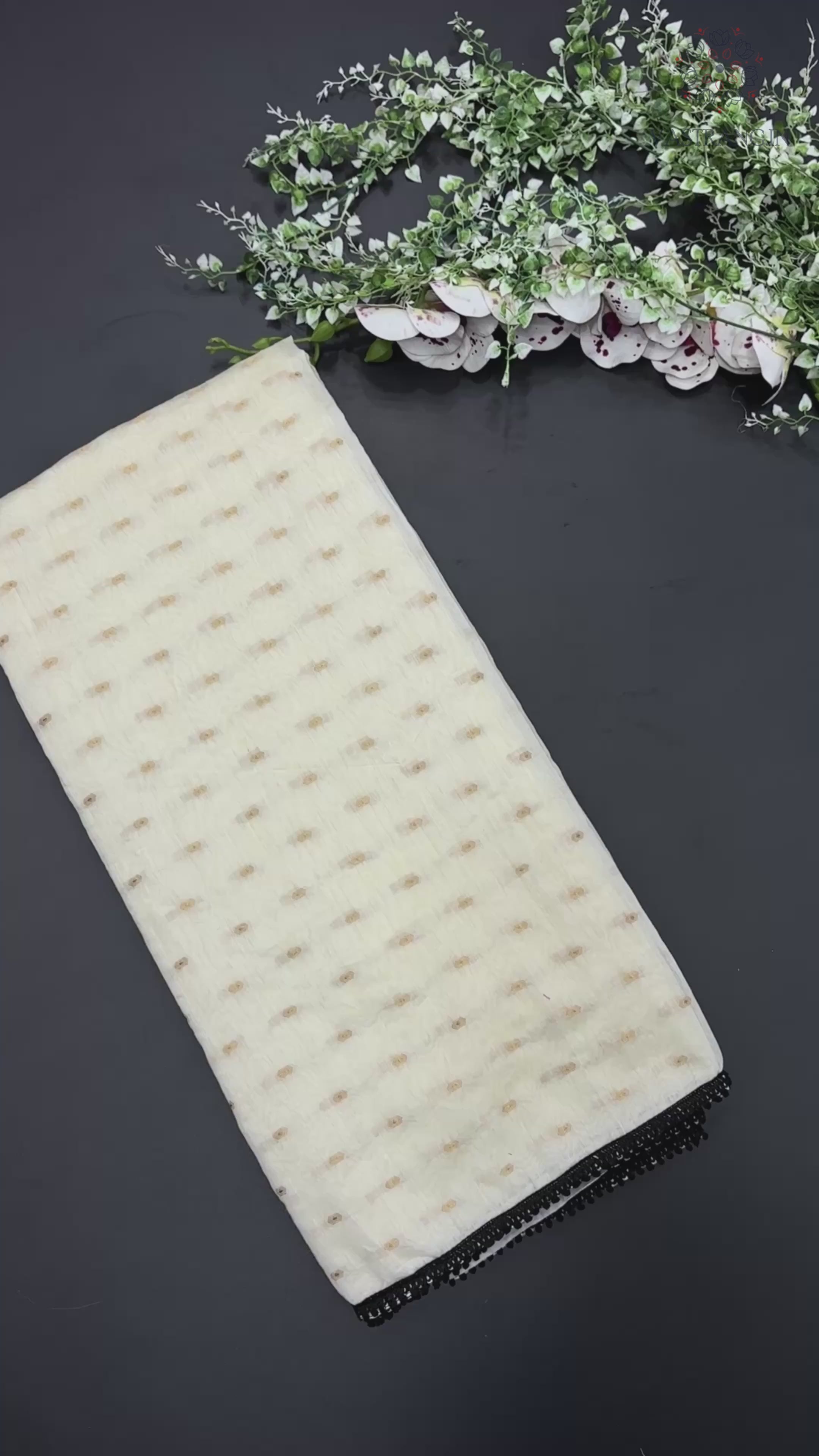 Gorgeous Party Wear White Colour Pure Chanderi Jari Butti Work Fancy Designer Saree For Women