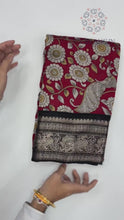 Load and play video in Gallery viewer, New Festive Wear Pure Mangalkari Viscous Silk Print With Jacquard Work Rich Pallu Fancy Designer Saree
