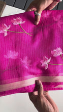Load and play video in Gallery viewer, Groovy Pink Color Pure Kota Doriya Embroidery n Zari Border Work Fancy Designer Saree with Unstitched Blouse Piece
