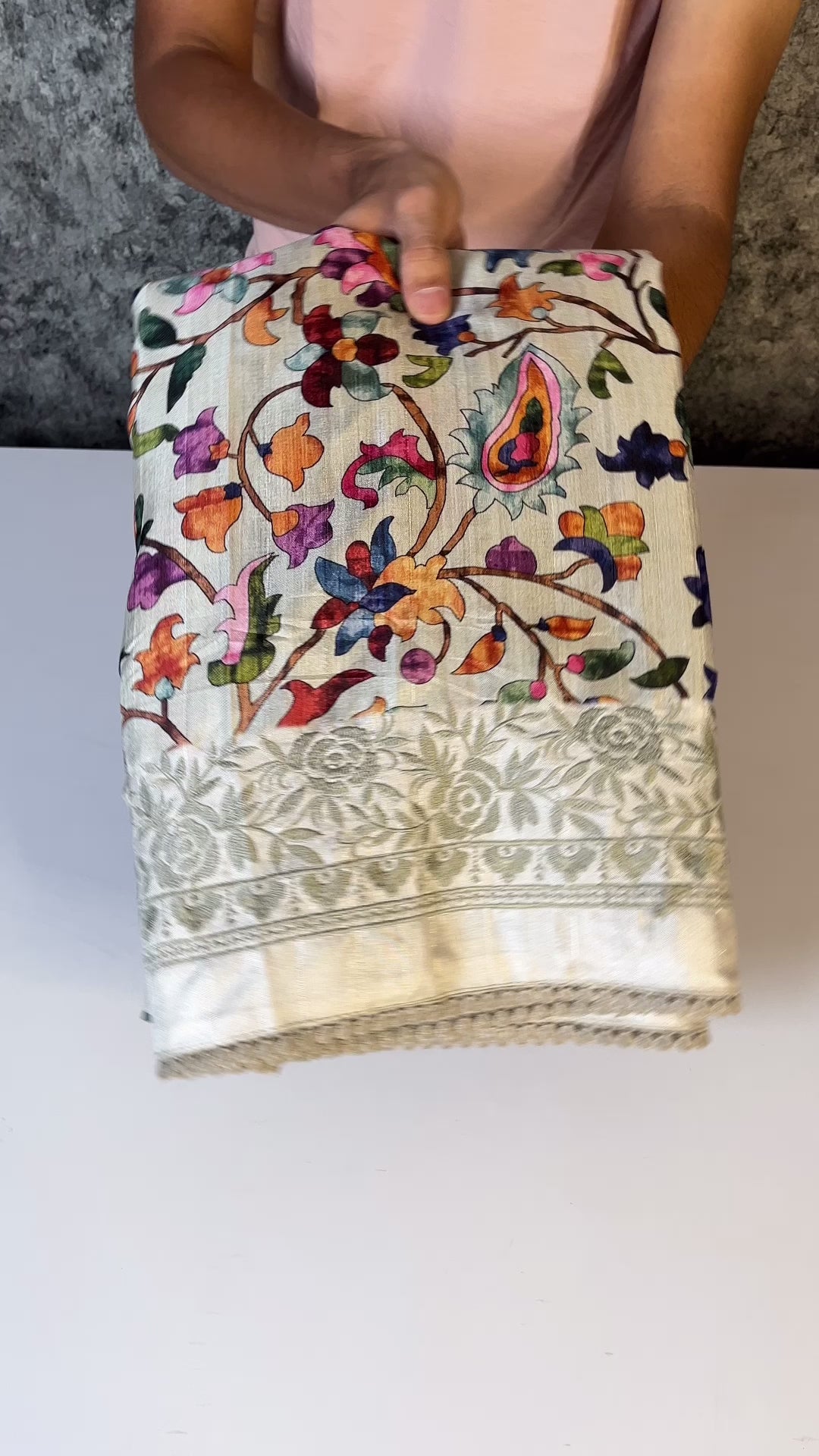 New Function wear Handloom Tussar Silk Print With Embroidery n Lace Border Work Fancy Designer Saree