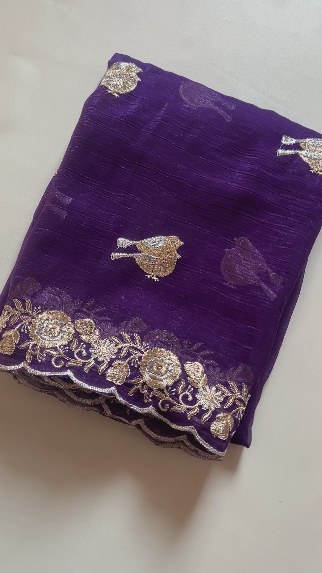 New Partywear Crush Chiffon Silk Embroidered n Sequence Work Fancy Designer Saree With Blouse
