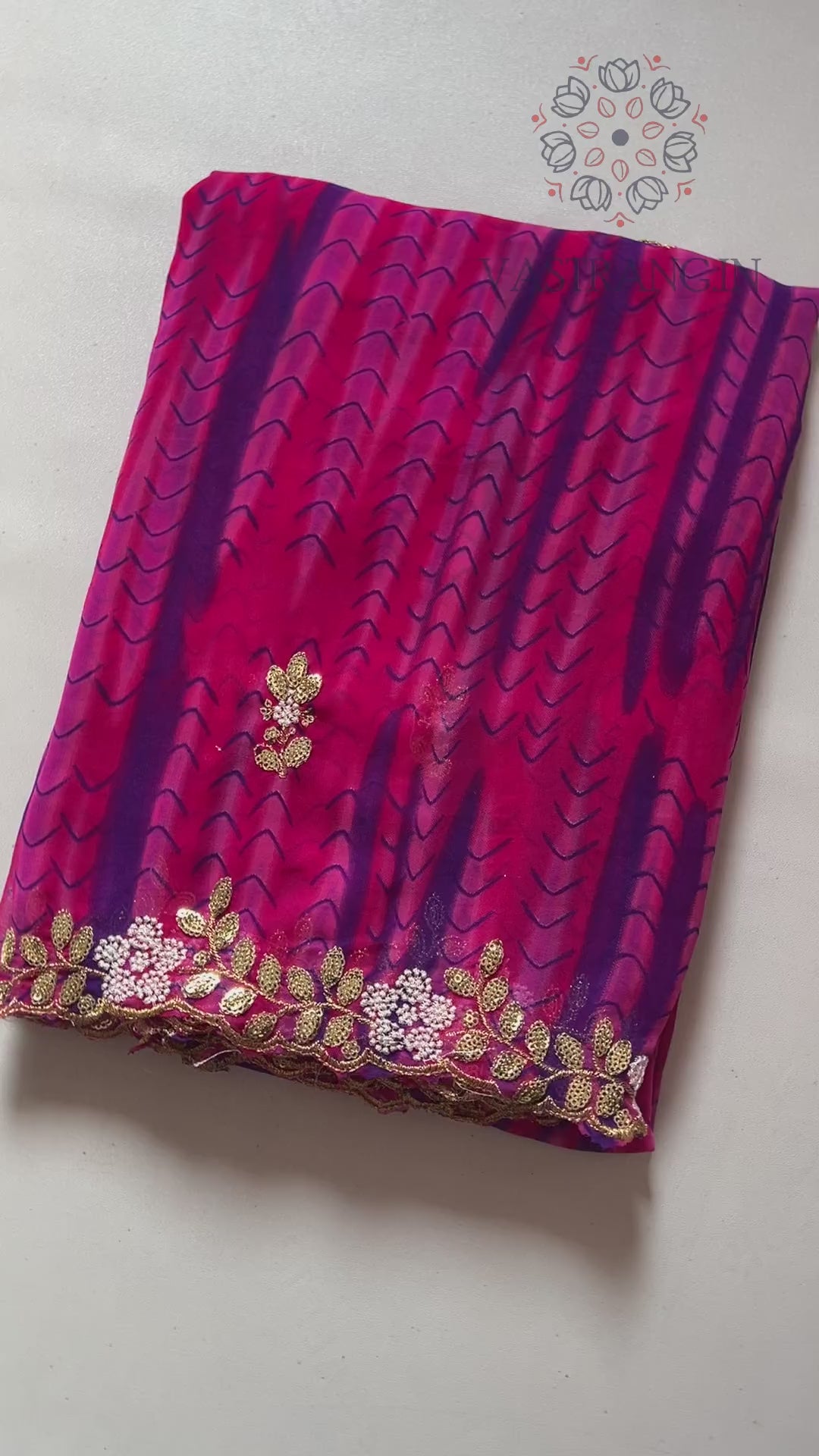 New Wedding Wear Pink n Blue Color Shibori Print Embroidery n Sequence Work Georgette Fancy Designer Saree