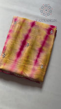 Load and play video in Gallery viewer, Adorable Party Wear Multicolour Dyeing Chinnon With Heavy Embroidery Sequence Zari Work Fancy Designer Saree For Wedding
