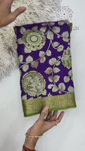 Load and play video in Gallery viewer, Bloosom Party Wear Pure Mangalkari Viscose Silk Print n Weaving Work Fancy Designer Saree For Women
