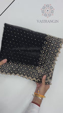 Load and play video in Gallery viewer, New Partywear Soft Jimmy Chu Silk Heavy Zarkan Diamond Work Fancy Designer Saree With Blouse Piece
