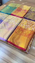 Load and play video in Gallery viewer, New Wedding Wear Kanjiviram Silk Pure Zari Weaving with Beautiful Meena Weaving Saree
