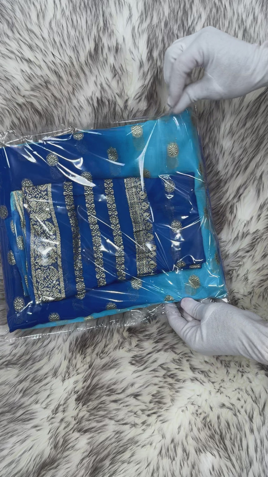 Latest Wedding wear Blue Pedding Color Viscose Georgette Jacquard Weaving Work Designer Saree