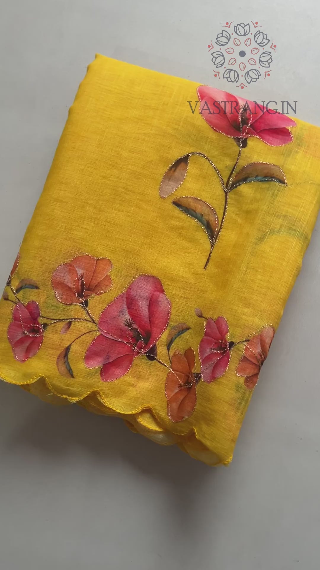 New Cotton Linen Fabric Print With Embroidery Arco Border Work Fancy Designer Saree With Blouse