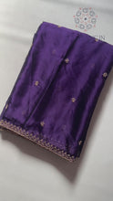 Load and play video in Gallery viewer, New Wedding Wear Purple Color Rangoli Silk Embroidery n Zari Work Saree With Blouse Piece
