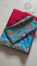 Load and play video in Gallery viewer, New Hand Dyeing Chinnon Fabric Zari Embrodiered n Acra Border Work Stylish Designer Partywear Saree
