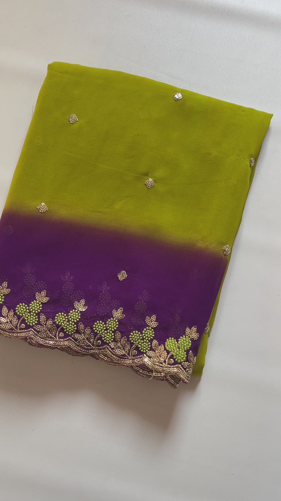 New Wedding Wear Purple n Mustard Pedding Color Soft Chiffon Silk Sequence Work Fancy Designer Saree With Blouse