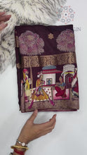 Load and play video in Gallery viewer, Verdant Pure Mangalkari Viscous Silk Print With Weaving Work Fancy Designer Festive Wear Saree With Fragrant Blouse Piece

