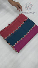 Load and play video in Gallery viewer, Splendorous Party Wear Multi Colour Faux Georgette Embroidery Lace With Original Mirror Work Fancy Designer Saree With Unstitched Blouse
