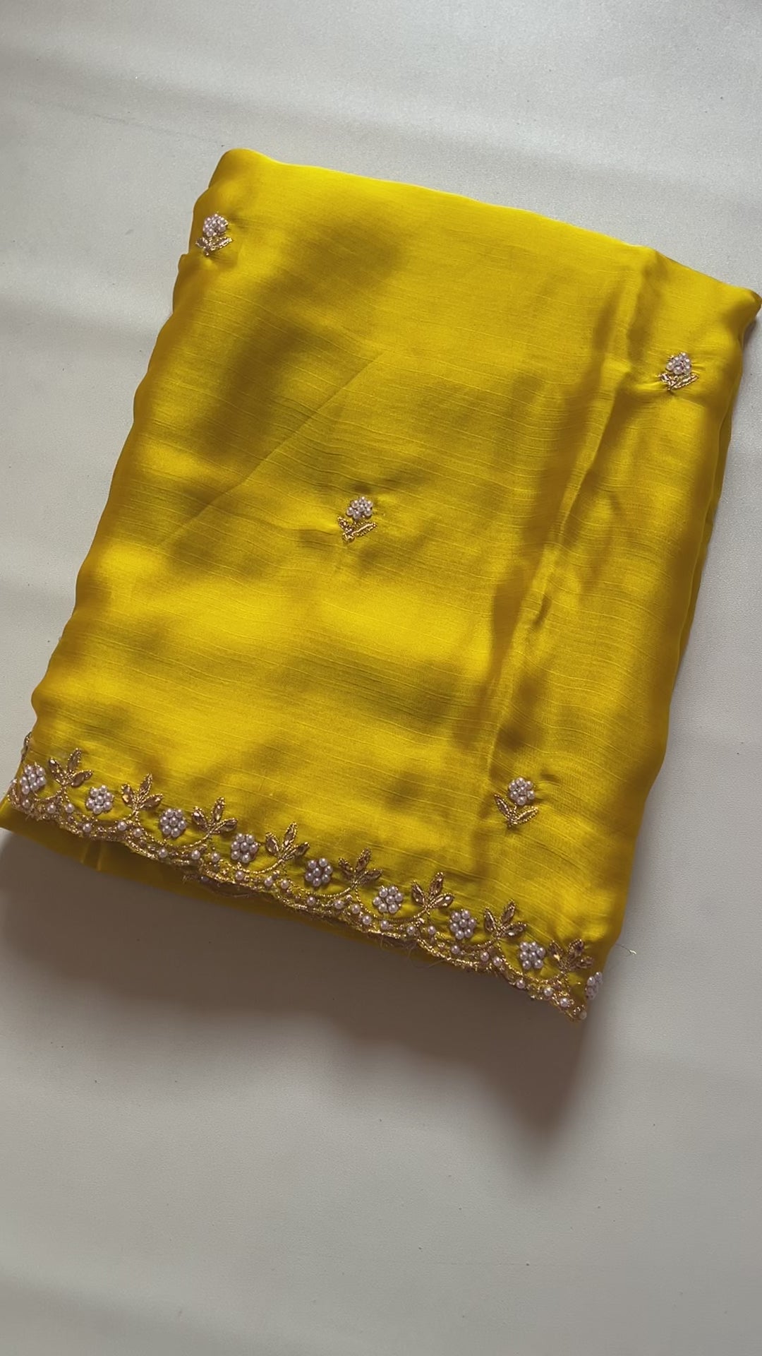 New Partywear Satin Chiffon Embroidery n Diamond Work Fancy Designer Saree With Blouse