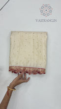 Load and play video in Gallery viewer, New Wedding Wear Golden Colour Tissue Silk Mukesh Work With Heavy Fancy Lace Designer Saree With Blouse
