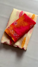 Load and play video in Gallery viewer, New Cotton Linen Fabric Print With Embroidery Arco Border Work Fancy Designer Saree With Blouse
