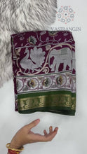 Load and play video in Gallery viewer, Incomparable Party Wear Pure Mangalkari Viscose Silk Print With Jacquard Work Rich Pallu Fancy Designer Saree For Occasion
