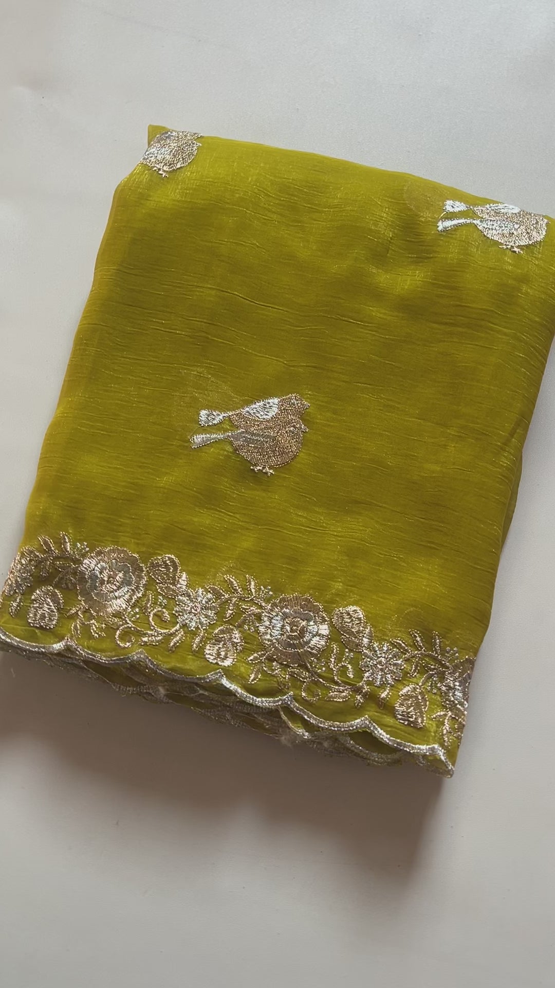 New Partywear Crush Chiffon Silk Embroidered n Sequence Work Fancy Designer Saree With Blouse