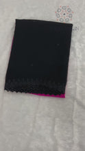 Load and play video in Gallery viewer, Gorgeous Chiffon Black n Pink Pedding Color Sequence n Cut Work Fancy Designer Saree With Blouse Piece
