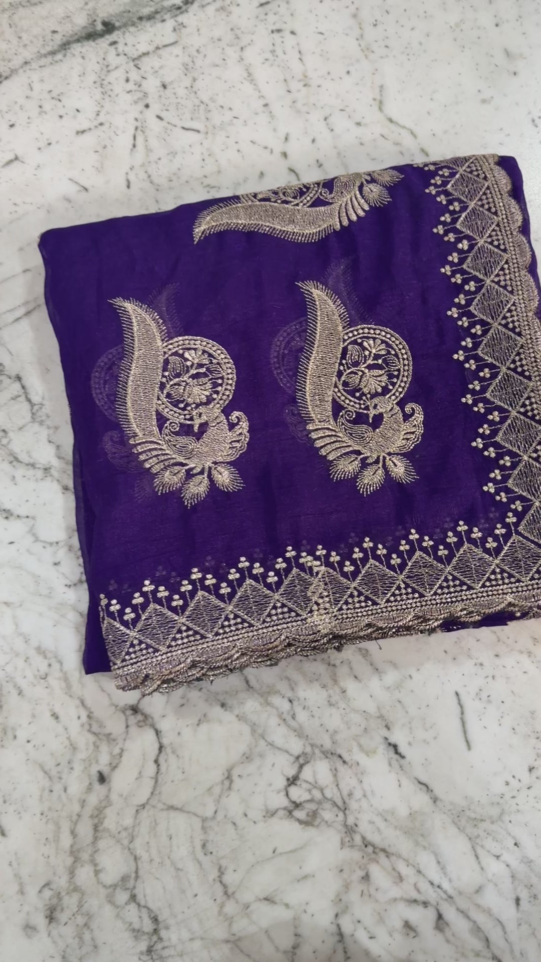 Latest Crunchy Chiffon Silk Embroidery n Cut Work Partywear Fancy Designer Saree With Blouse