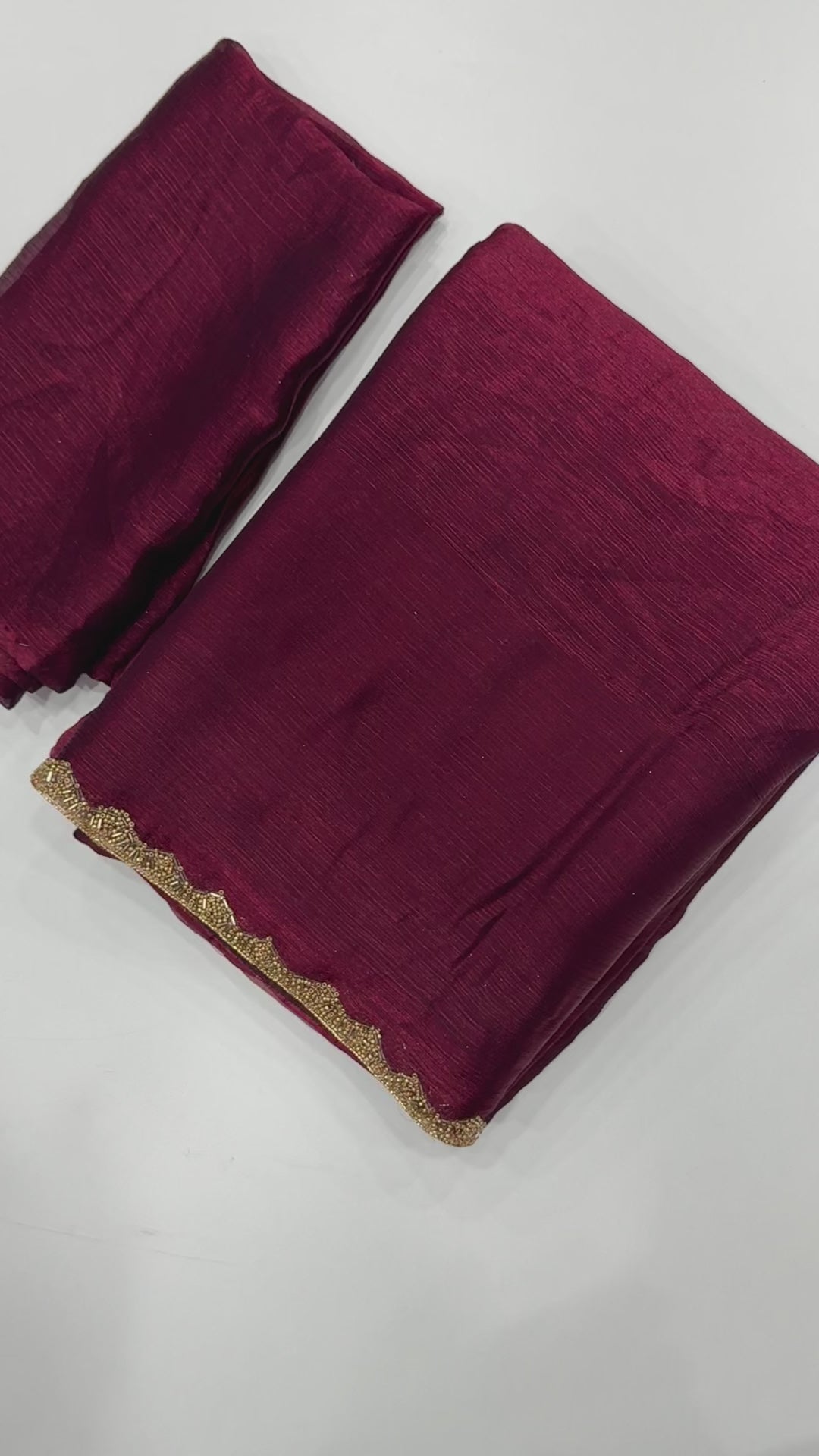 New Partywear Crush Silk Katdana Moti Lace Border Work Fancy Designer Saree With Blouse
