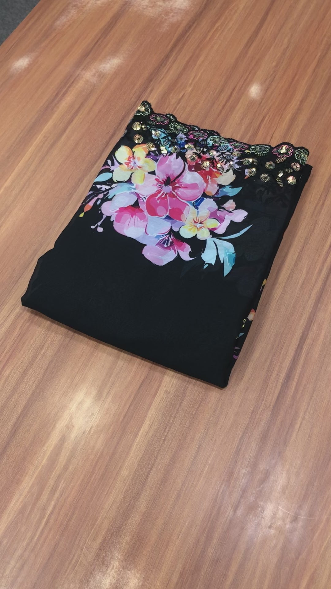 New Partywear Soft Weightless Chiffon Print n Sequence Work Fancy Designer Saree