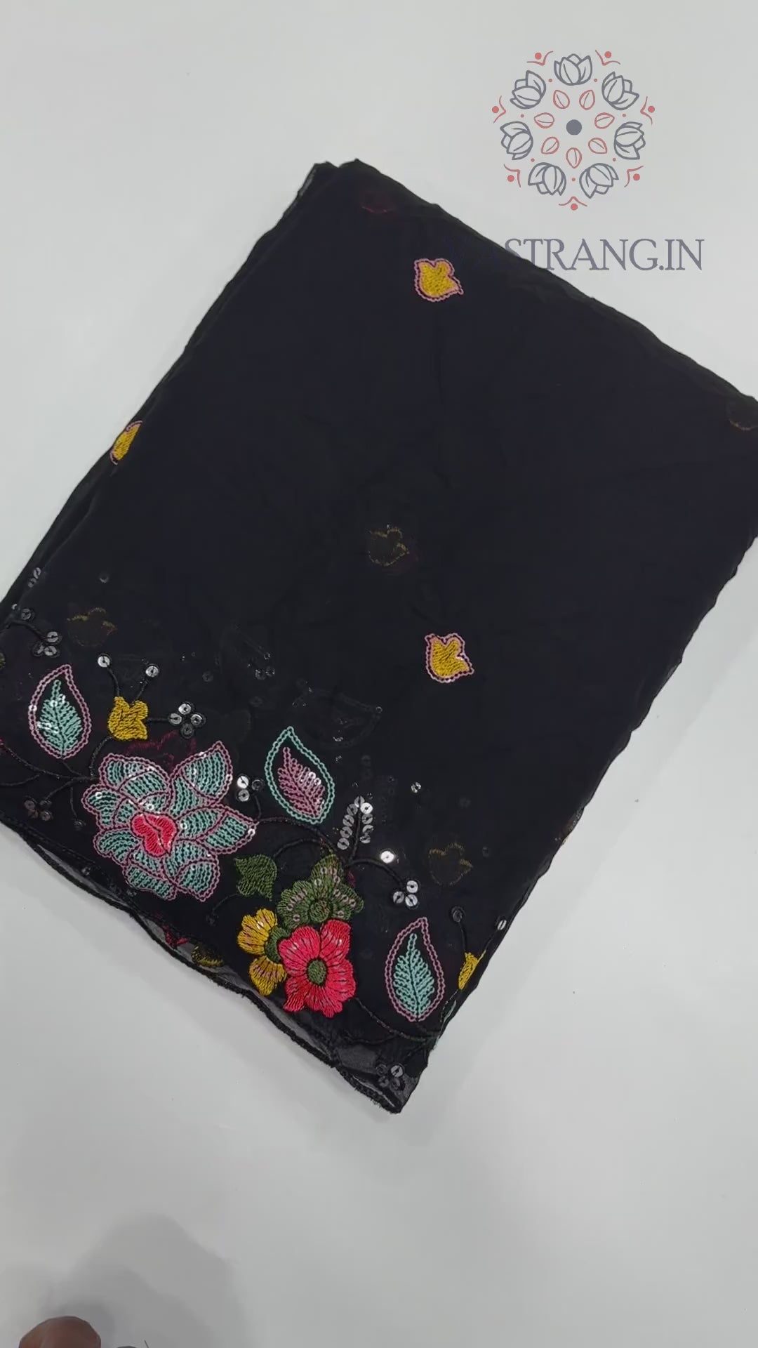 New Black Color Faux Georgette Embroidery Sequence n Cut Work Fancy Designer Partywear Saree