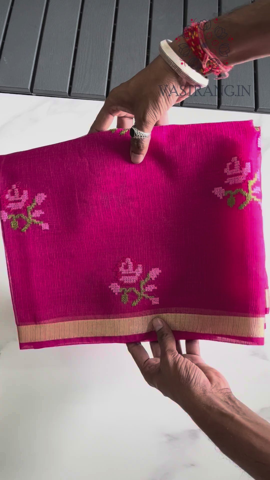 New Wedding Wear Pure Kota Doriya with embroidery work flower on all over the saree with Unstitched Blouse Piece