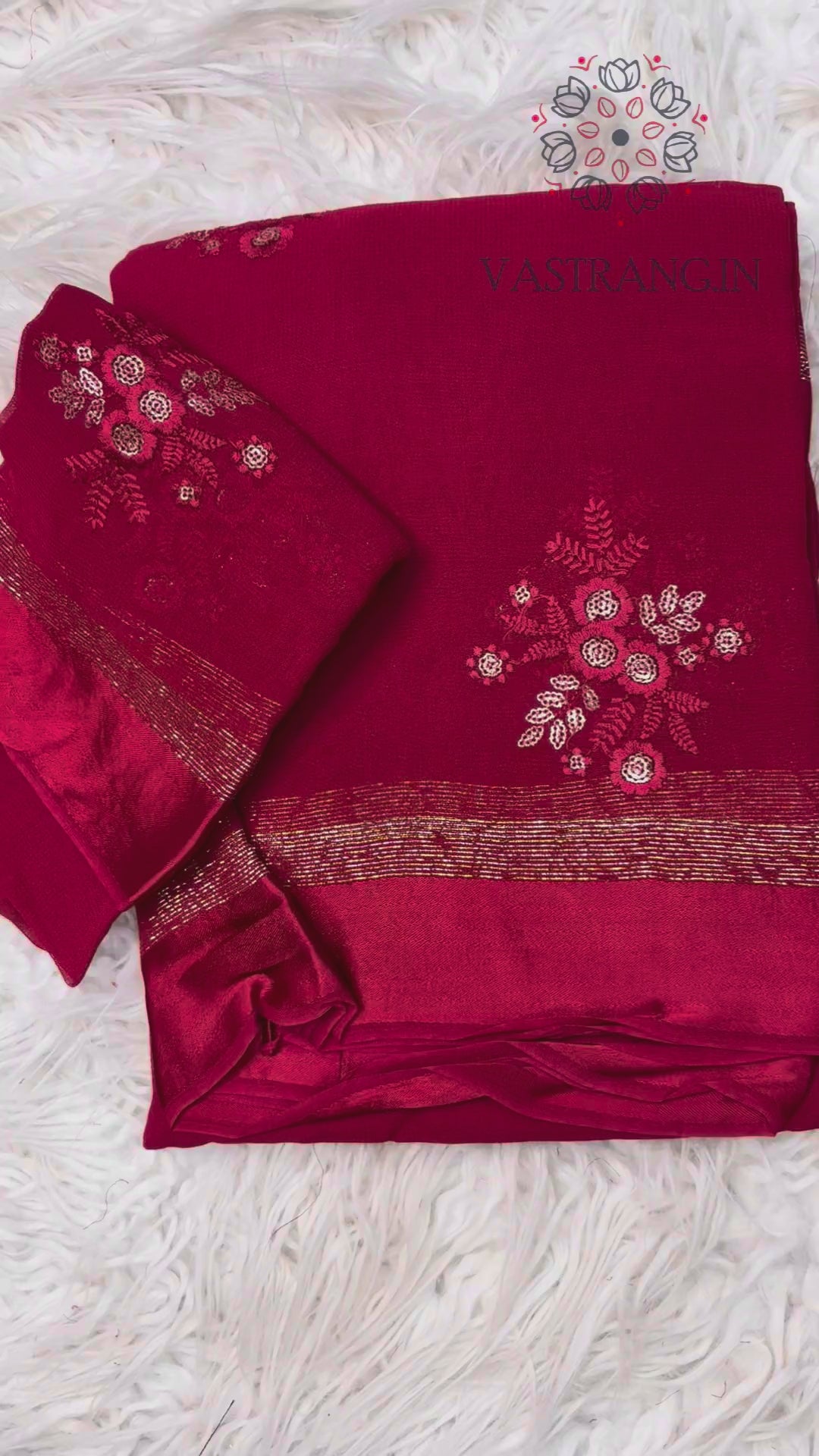 Glamorous Pure Viscose Georgette Fabric With Satin Border n Sequence Work Saree With Ravishing Blouse Piece