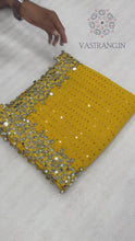 Load and play video in Gallery viewer, New Partywear Yellow Color Faux Georgette Sequence n Mirror Work Fancy Designer Saree With Unstitched Blouse
