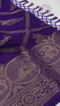 Load and play video in Gallery viewer, New Blue Color Mysore Silk Jacquard Weaving With Jhalar Work Fancy Designer Festive Wear Saree With Blouse
