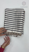 Load and play video in Gallery viewer, New Function Wear Pure Satin Silk Ajrak Printed n Sequence Lace Work Rich Pallu n Tussles Work Fancy Designer Saree
