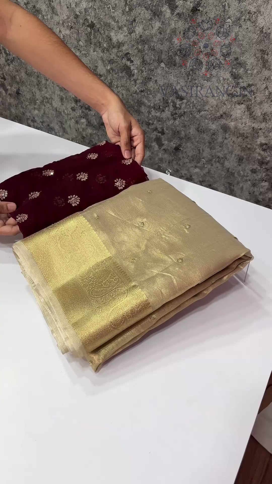 Attractive Tissue Silk Gold Color Sequence n Jacquard Work Fancy Designer Saree For Women